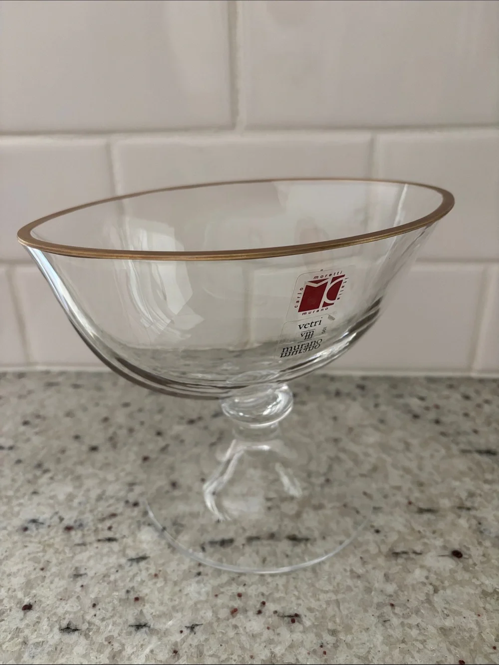 Carlo Moretti Murano clear glass compote